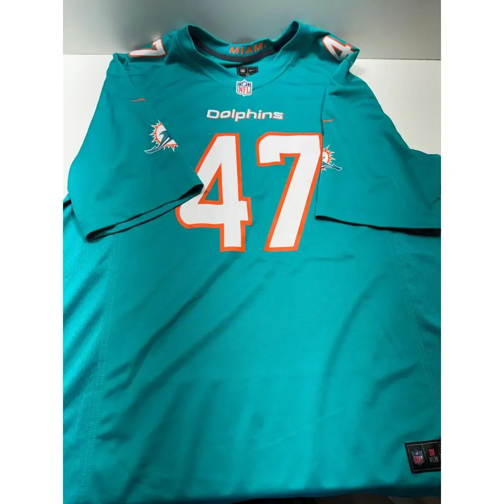 Nike Miami Dolphins 47 Jersey Sz XL NFL Teal Orange V Neck Football Sportswear